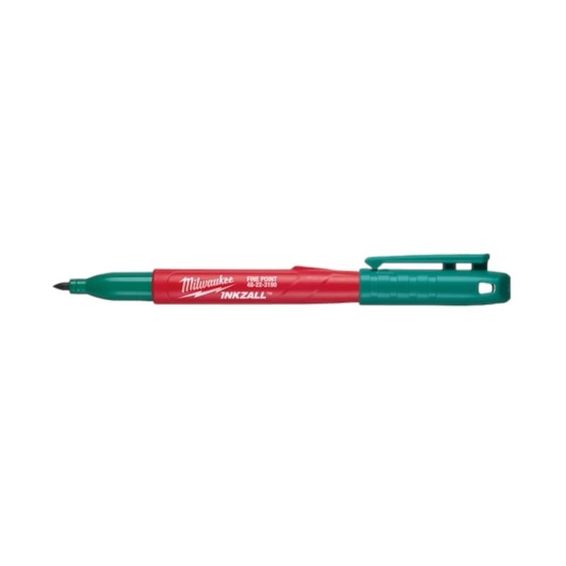 marqueur-vert-pointe-fine-peinture-liquide-inkzall-milwaukee-bouchon-ouvert