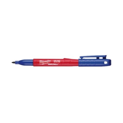 marqueur-bleu-pointe-fine-peinture-liquide-inkzall-milwaukee-bouchon-ouvert